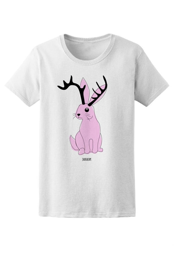 Cute Jackalope Rabbit Deer Horns T-Shirt Women -Image by Shutterstock, Female Small