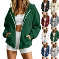 thumbnail image 1 of Cute Jackets Dqueduo Women's Solid Color Winter Long Sleeve Round Neck Top – Cozy Leisure Coat Green XXL, 1 of 6