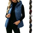thumbnail image 1 of Cute Jackets Women's Winter Solid Color Quilted Hooded Cotton Jacket With Zip Lining And Pockets Navy S, 1 of 7