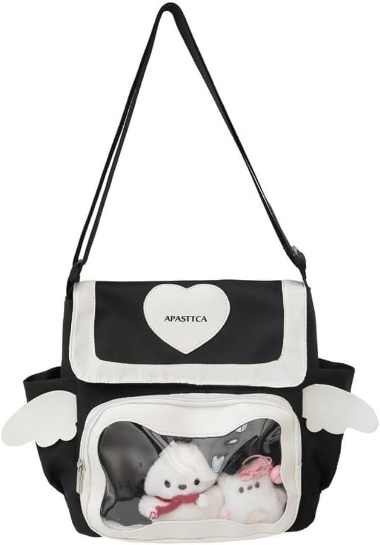 JUYGO Cute Japanese Aesthetic Ita Bag Heart Crossbody Bag Purse for Women Teen Girl Tote