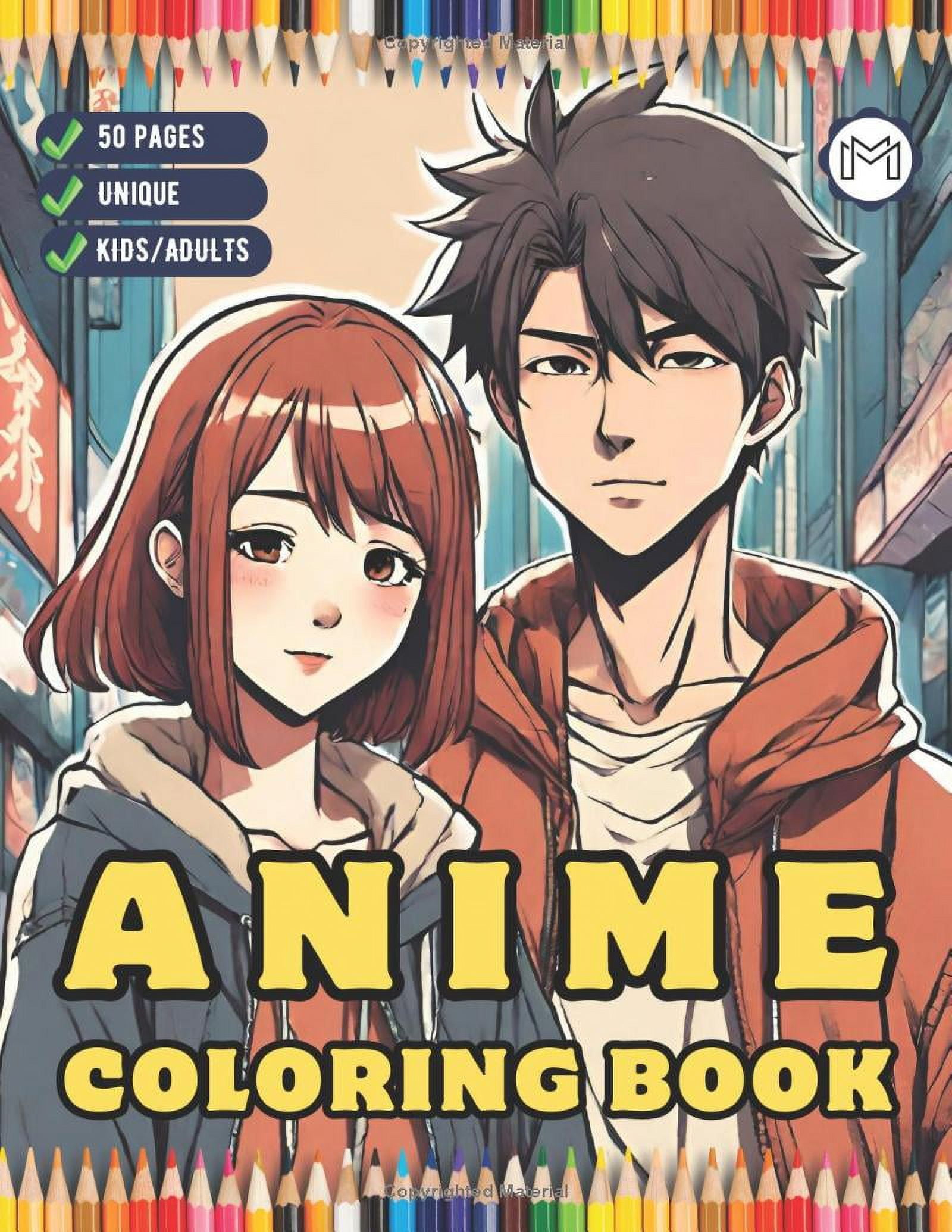 Cute Japanese Anime Coloring Book for Adults Kids Boys Girls Easy Anime ...