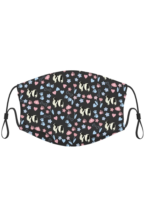 Cute Japanese Chin Dog Graphic Printed Cloth Face Masks Reusable Washable Adjustable for Adults (1 PCS)