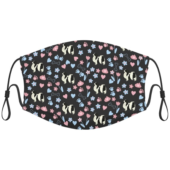 Cute Japanese Chin Dog Graphic Printed Cloth Face Masks Reusable Washable Adjustable for Adults (10 PCS)