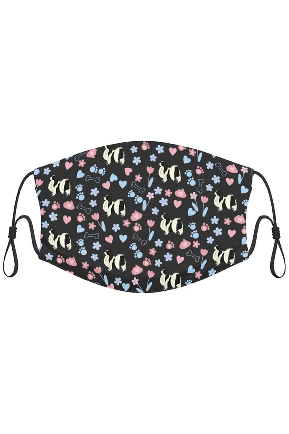 Cute Japanese Chin Dog Graphic Printed Cloth Face Masks Reusable Washable Adjustable for Child (1 PCS)