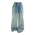thumbnail image 1 of Cute Jeans for Teen Girls Baggy Jeans Kids Y2𝐊 Heart Distressed Jeans Elastic Waist Wide Leg Pants Baggy Denim Pants, 1 of 9