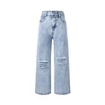 thumbnail image 1 of Cute Jeans for Teen Girls Ripped Baggy Jeans for Girls, Bow Jeans Teen Girls Boys Wide Leg High Waisted Kids Casual Y2k Pockets Denim Pants 7-14Y, 1 of 6