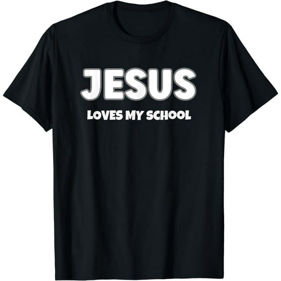Cute Jesus Loves My School Men Women Kids Students Teacher T-Shirt