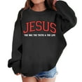 thumbnail image 1 of Cute Jesus Sweatshirt for Girls Letter Print Religious God Y2K Pullover Tops, 1 of 4