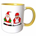 thumbnail image 1 of 3drose, Cute Jolly Santa and Mrs. Claus, 15oz Two-tone Yellow Mug, 1 of 6