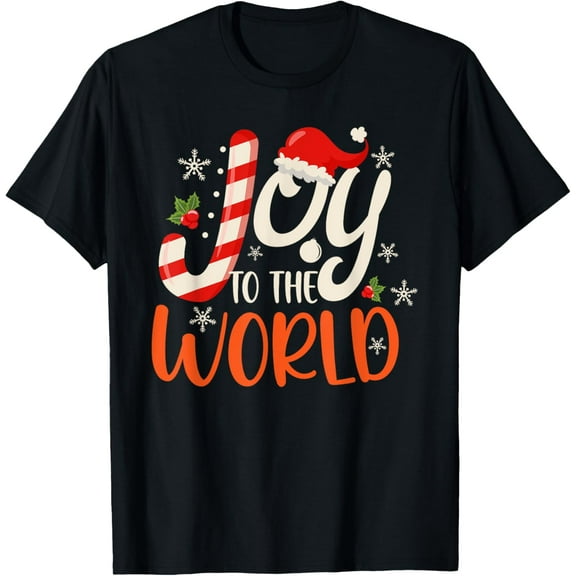 Cute Joy To The World Candy Cane Christmas Pajamas Xmas Kids T-Shirt