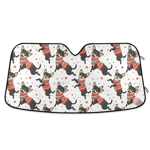Cute Jumping Dog Car Windshield Sun Shade Foldable Car Front Window Visor Heat and UV Protection 53x23.5