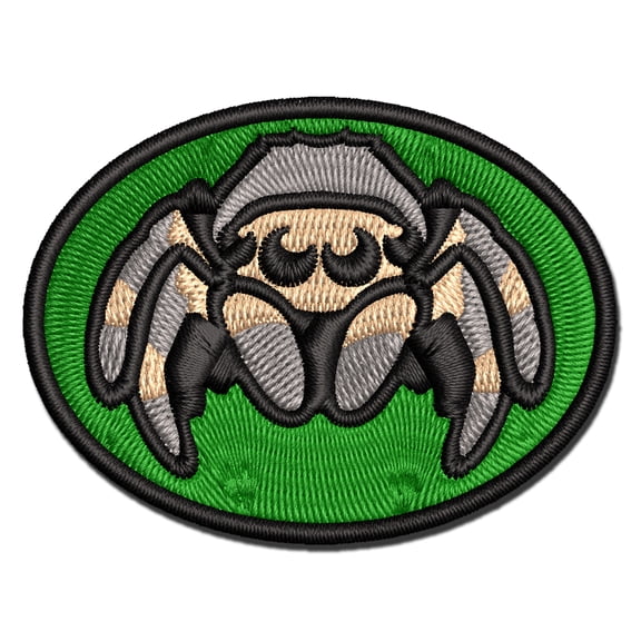 Cute Jumping Spider Applique Multi-Color Embroidered Iron-On Patch - 2.0 Inch Mini