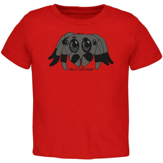 Cute Jumping Spider Cartoon I Like To Scare People Toddler T Shirt Red 4T