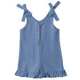 thumbnail image 1 of Cute Jumpsuits Shorts for Toddlers Girls 1-6 Years Sleeveless Adjustable Suspender Rompers Kids Solid Button V Neck Ruffle Wide Leg Short, 1 of 7