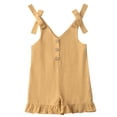 thumbnail image 1 of Cute Jumpsuits Shorts for Toddlers Girls 1-6 Years Sleeveless Adjustable Suspender Rompers Kids Solid Button V Neck Ruffle Wide Leg Short, 1 of 6