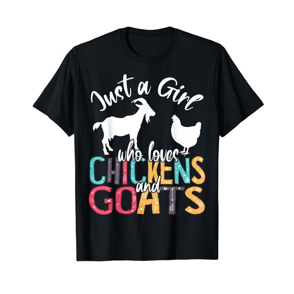 Cute Just A Girl Who Loves Chickens Goats Farmer T-Shirt