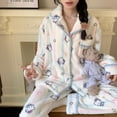 thumbnail image 1 of Cute KT Cat Flannel Pajama 2-piece Set （Long Sleeves Top+pants） Women Winter Cardigan Warm  Thick Cartoon Soft Cozy Loungewear Set, 1 of 11