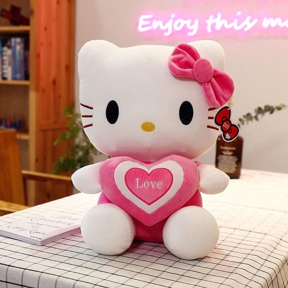 Cute KT Cat Plush Doll Holding Love Angel Kitty Doll Plush Toy Sweet Gift Confession Gift Christmas Gift Valentine's Day Gift