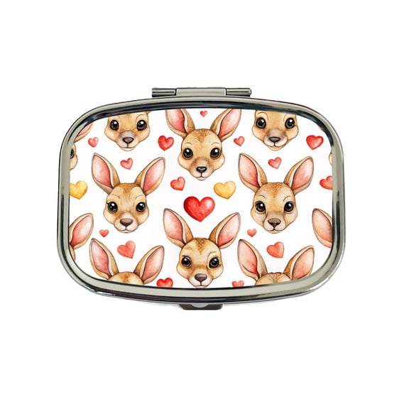 Cute Kangaroo Faces Hearts Small Travel Handbag Pill Box Case