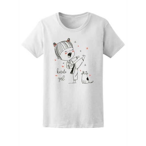 Cute Karate Girl With Cat T-Shirt Women -Image by Shutterstock, Female x-Large