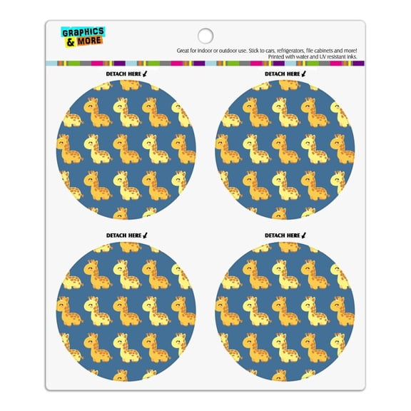 Cute Kawaii Baby Giraffes Pattern Refrigerator Fridge Locker Vinyl Circle Magnet Set