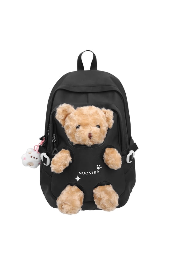 Cute Kawaii Backpack, 3D Bear Plush Backpack, Detachable Bear Backpack, Nylon Ita Bag, Large Capacity Daypack, Lightweight Backpack, Backpack with Pins Accessories, Casual Backpack for Adults