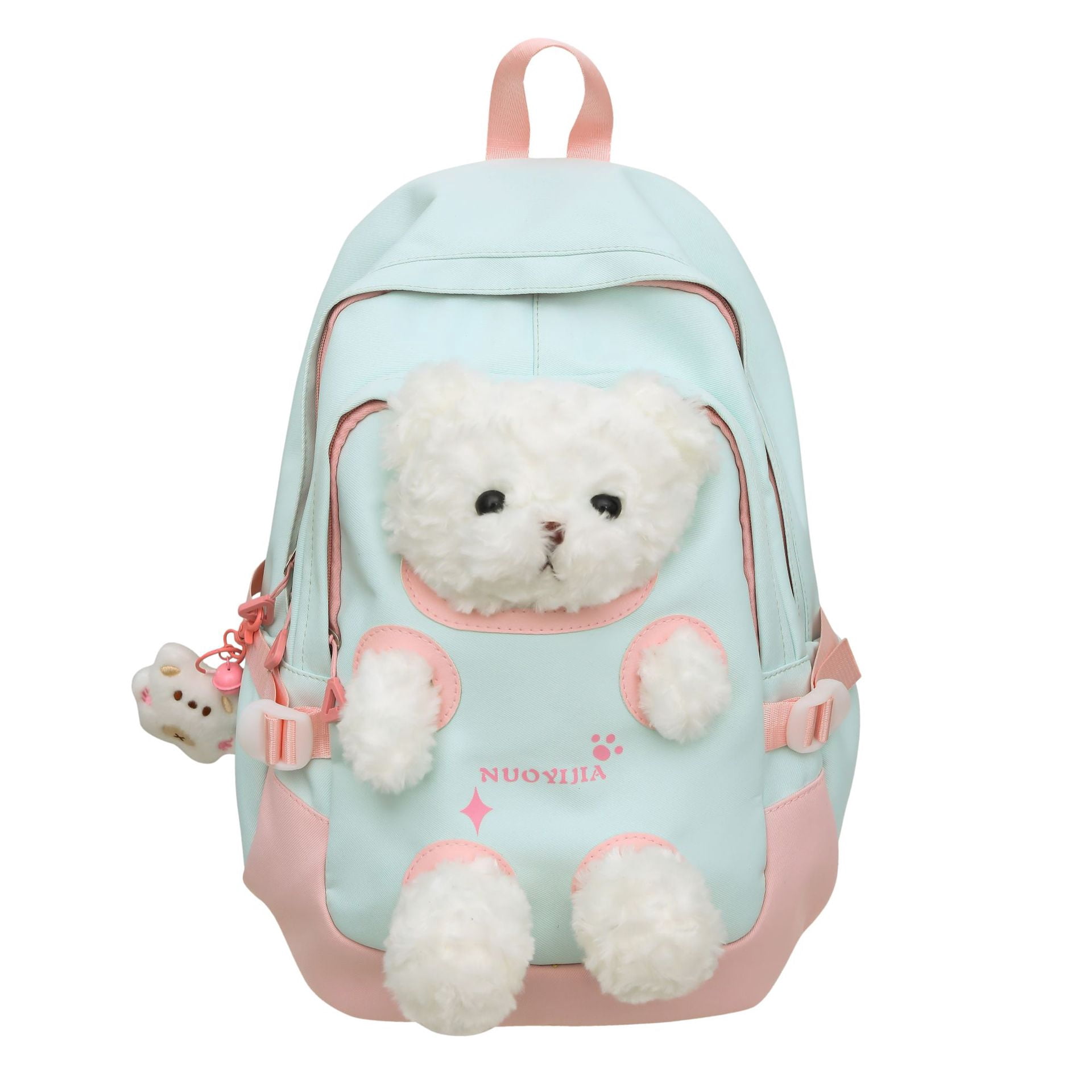 Cute Kawaii Backpack, 3D Bear Plush Backpack, Detachable Bear Backpack, Nylon Ita Bag, Large Capacity Daypack, Lightweight Backpack, Backpack with Pins Accessories, Casual Backpack for Adults