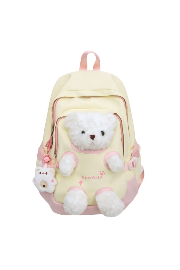 Cute Kawaii Backpack, 3D Bear Plush Backpack, Detachable Bear Backpack, Nylon Ita Bag, Large Capacity Daypack, Lightweight Backpack, Backpack with Pins Accessories, Casual Backpack for Adults