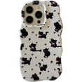 thumbnail image 1 of Cute Kawaii Black Cat Bow Flowers Wavy Frame Hard Phone Case Compatible with iPhone Case (White,iPhone 15 Pro Max), 1 of 6