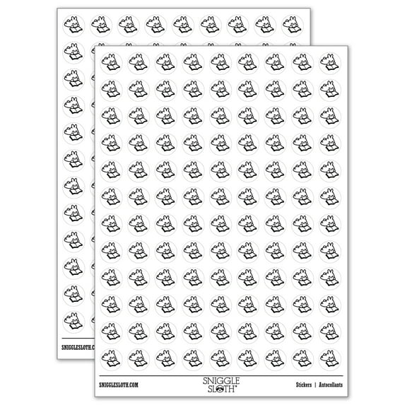 Cute Kawaii Bunny Rabbit Reading Studying for School 200+ Round Stickers - White - Gloss Finish - 0.50" Size