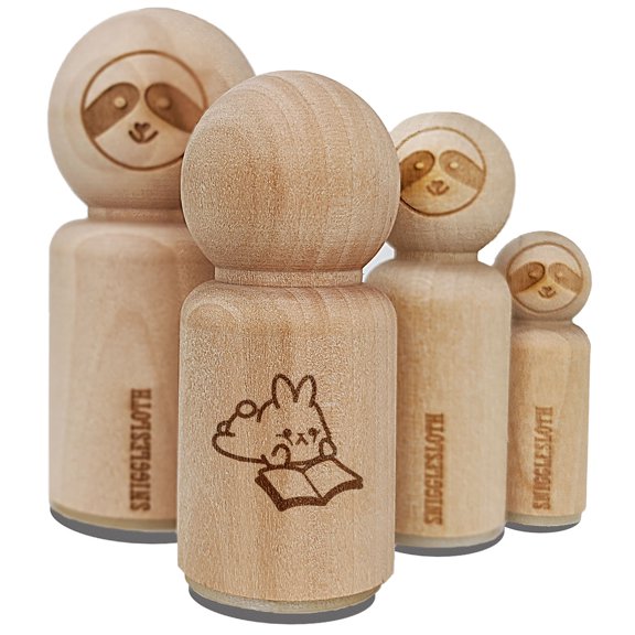 Cute Kawaii Bunny Rabbit Reading Studying for School Rubber Stamp for Scrapbooking Crafting Stamping - Mini 1/2 Inch