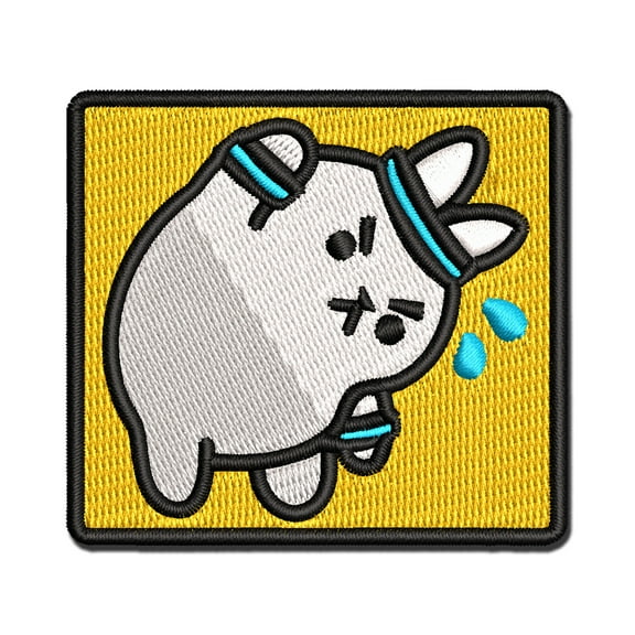 Cute Kawaii Bunny Rabbit Workout Exercise Applique Multi-Color Embroidered Iron-On Patch - 2.0 Inch Mini