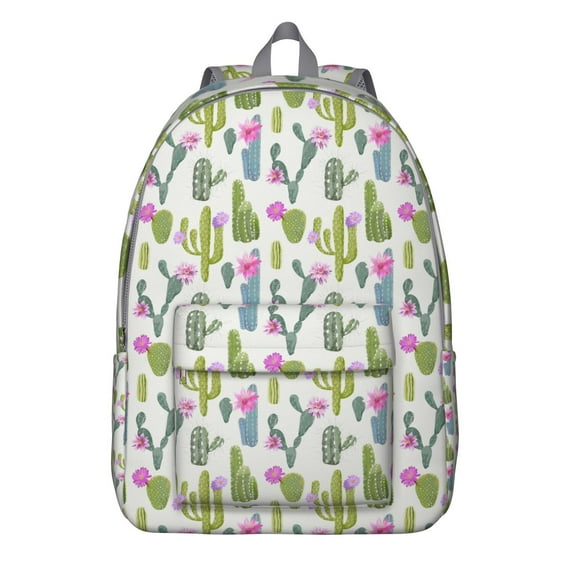 Cute Kawaii Cactus Backpack, Boho Succulents School Bag with Southwestern Desert Cactus Art Design, Watercolor Retro Minimalist Pattern