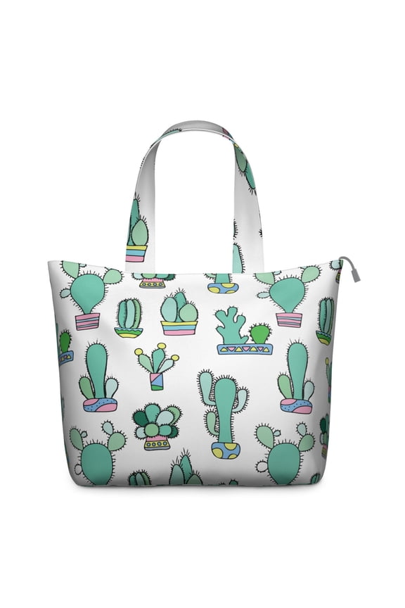 Cute Kawaii Cactus Duffel Watercolor Succulent Weekender Bag with Desert Style Cactus, Boho Botanical Print, Southwestern Minimalist Travel Aesthetic