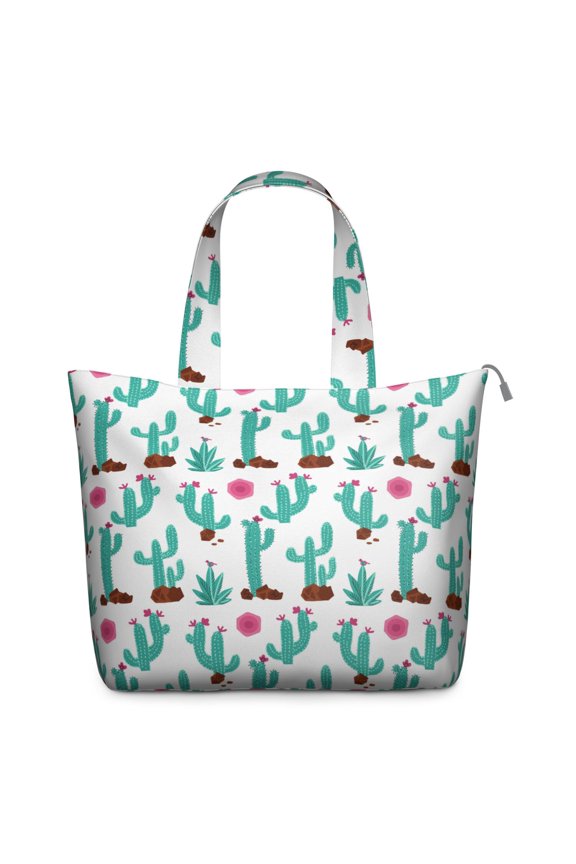 Cute Kawaii Cactus Duffel Watercolor Succulent Weekender Bag with Desert Style Cactus, Boho Botanical Print, Southwestern Minimalist Travel Aesthetic