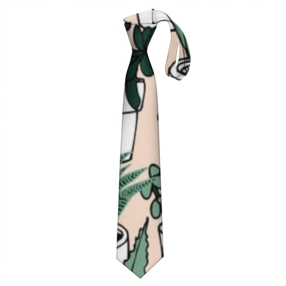 Cute Kawaii Cactus Men's Tie - Southwestern Style Satin Formal Tie - Wrinkle-Resistant, Neutral Color for Multi-Occasion Wear