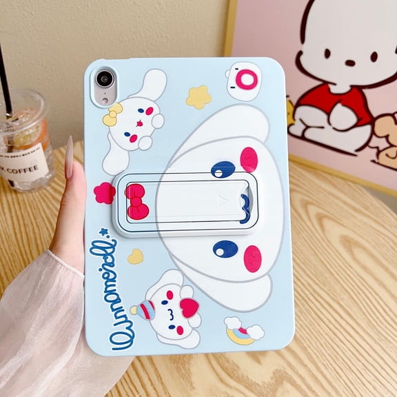 Cute Kawaii Cartoon Tablet Case for iPad Air 11 Inch Case M3/M2 - for iPad Pro 11 Inch Soft Liquid Silicone Shockproof Protective Cover with Foldable Kickstand for iPad Air 4th/5th Generation 10.9"