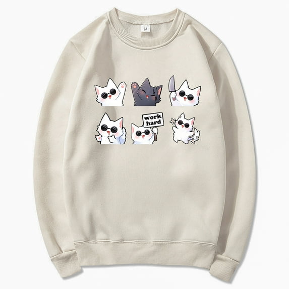 Cute Kawaii Cat Hoodie Women Harajuku Aesthetic Hoodies Unisex Autumn Winter Cartoon Graphic Casual Pullovers Sweatshirts Korea (14986-BH14,M)