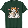 thumbnail image 1 of Cute Kawaii Cats Neko Funny Kitten Cat Lover Gift Unisex T-Shirt for Men Women Kids Toddler,Forest Green Color,Size YXS, 1 of 5