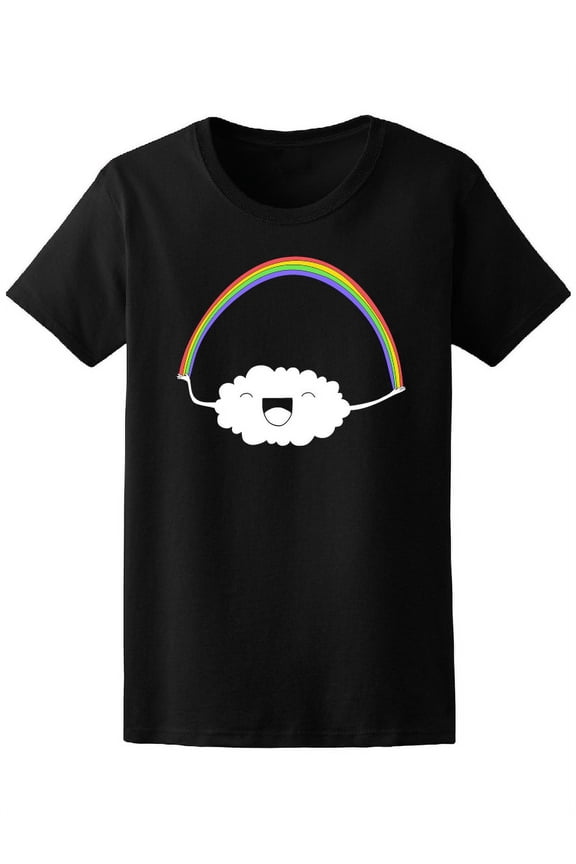 Cute Kawaii Cloud With Rainbow T-Shirt Women -Image by Shutterstock, Female XX-Large