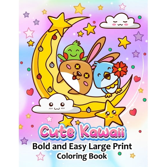 Cute Kawaii Coloring book : Bold and Easy Doodle Large Print for Boy, Girls (Paperback)