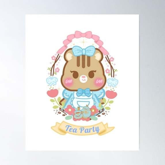 Cute Kawaii Cottagecore Tea Party Poster Wall Art, Modern Wall Decor For Living Room Bedroom, 8x12 UNFRAMED
