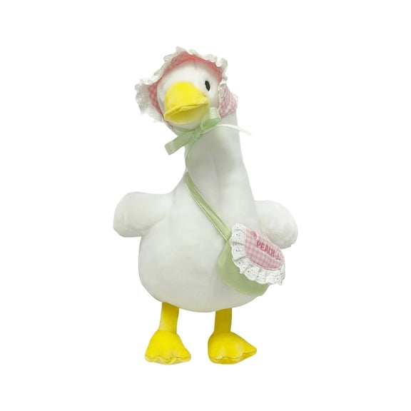 Cute Kawaii Duck Plush Toy, Soft Fluffy Duckling Stuffed Animal with Lace Bonnet & Crossbody Backpack, Perfect Gift For Easter Valentines Day