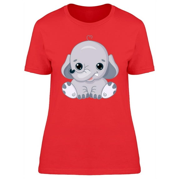 Cute Kawaii Elephant Cartoon T-Shirt Women -Image by Shutterstock, Female Medium