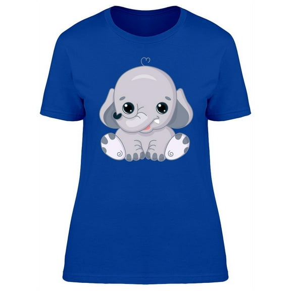 Cute Kawaii Elephant Cartoon T-Shirt Women -Image by Shutterstock, Female Medium