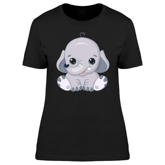 Cute Kawaii Elephant Cartoon T-Shirt Women -Image by Shutterstock, Female XX-Large