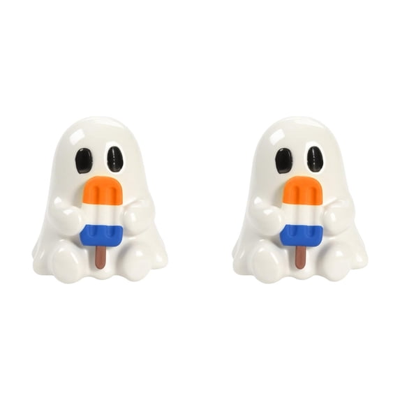 Cute Kawaii Ghost Statue, 2 Inch ABS Spooky Summerween & Summer Halloween Figurine, Indoor Outdoor Hawaii Beach Pool Tabletop Home Decor & Holiday Gift
