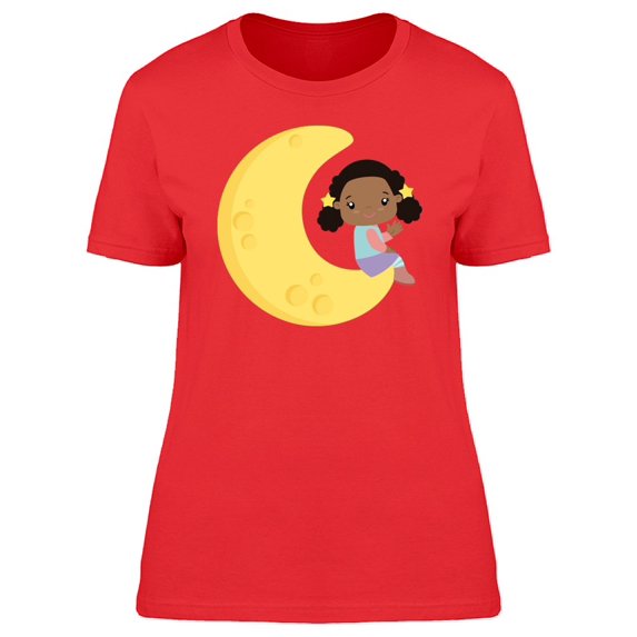 Cute Kawaii Girl On The Moon Tee Women's -Image by Shutterstock