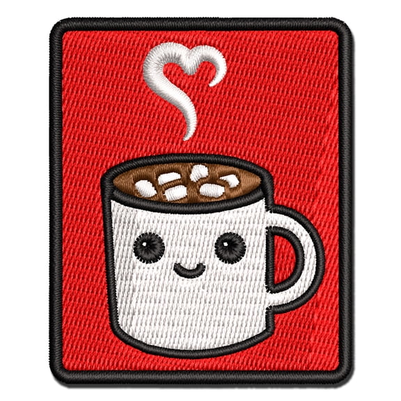 Cute Kawaii Hot Chocolate Applique Multi-Color Embroidered Iron-On Patch - 2.0 Inch Mini