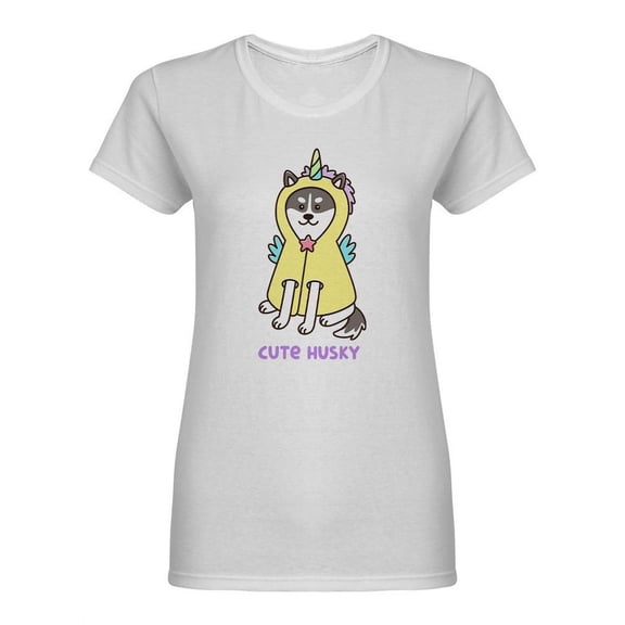 Cute Kawaii Husky As A Unicorn Shaped T-Shirt Women -Image by Shutterstock, Female Small